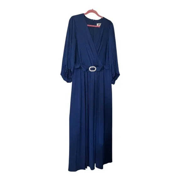 New Eliza J Cobalt Blue Elegant Long Sleeve Dress 16W - Picture 2 of 5